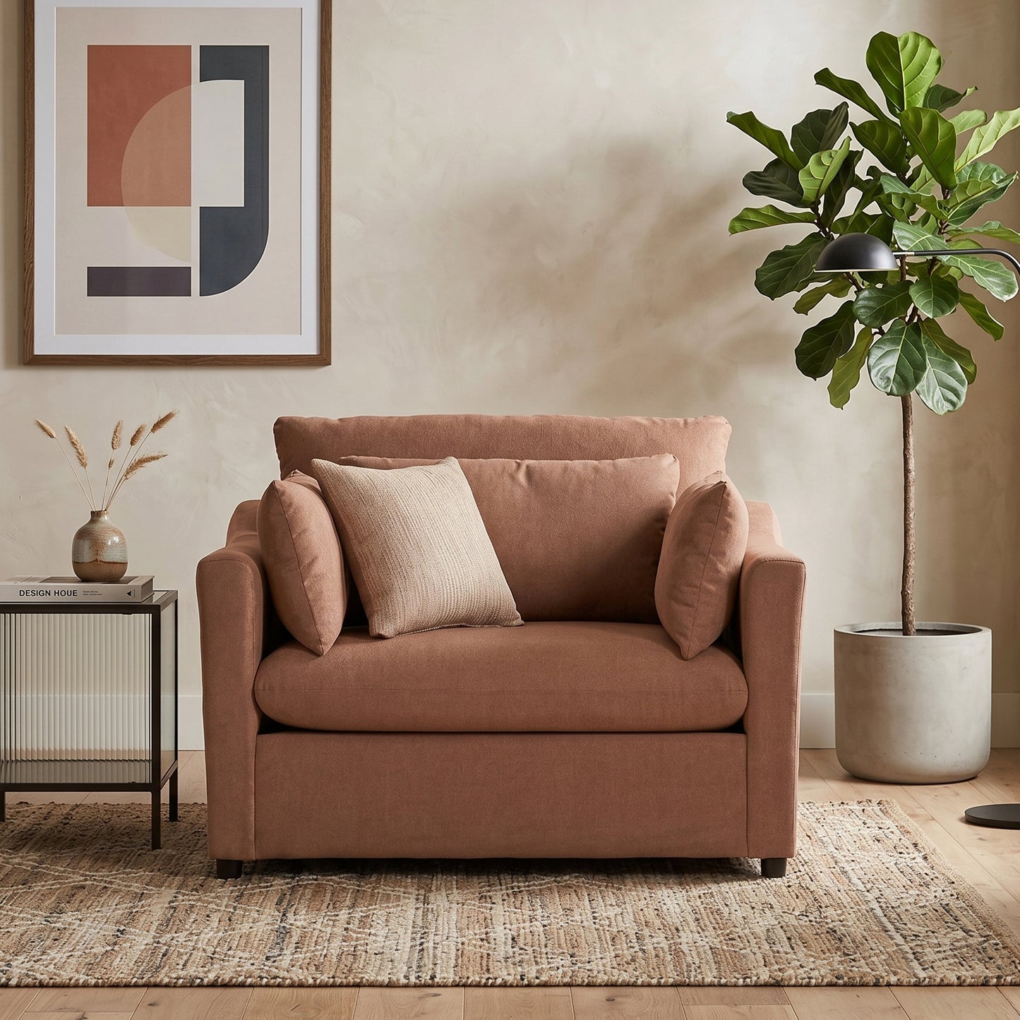 Roundhill Furniture Wilson 2-Piece Living Room Set, Chair and Ottoman