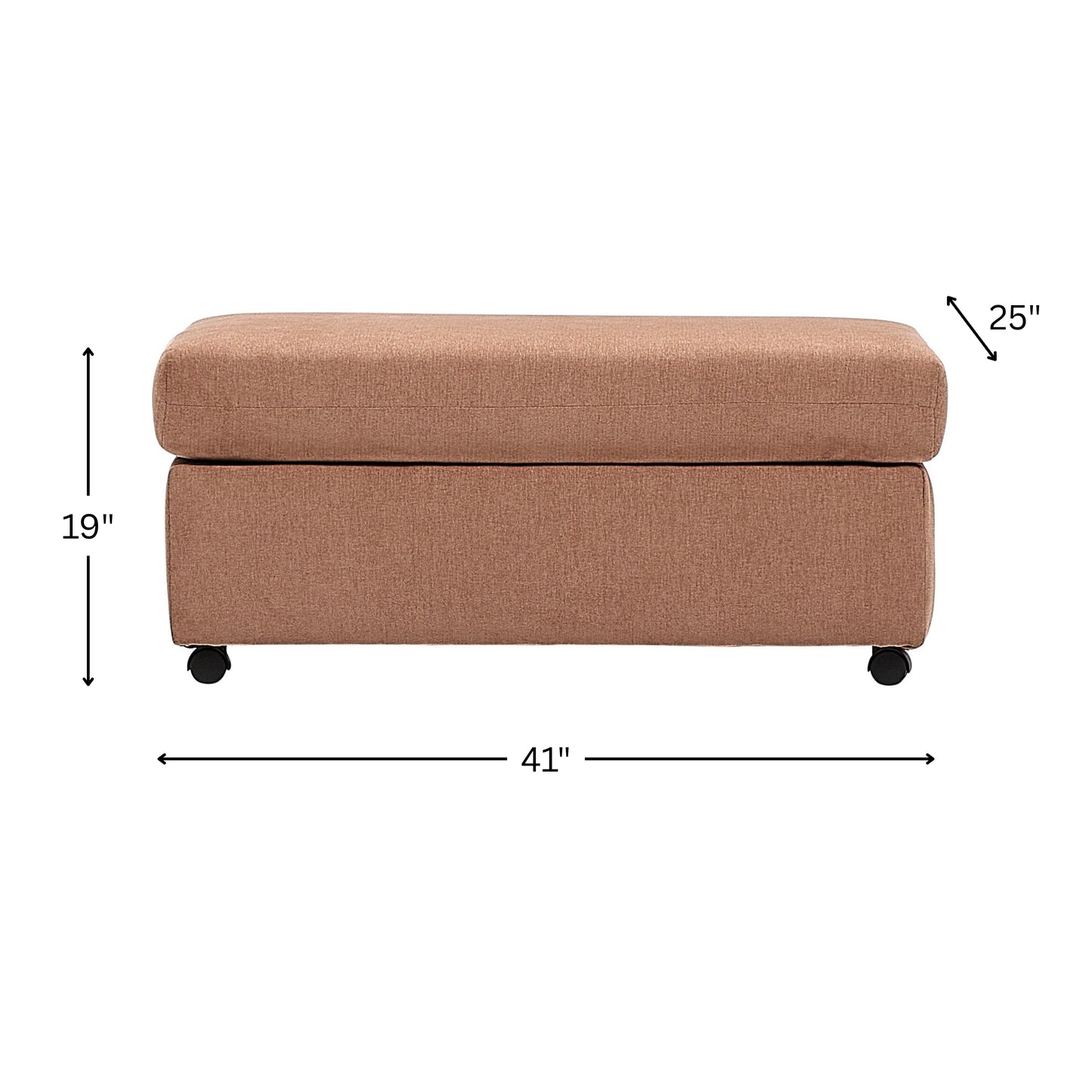 Roundhill Furniture Wilson Contemporary Upholstered Cocktail Ottoman with Casters