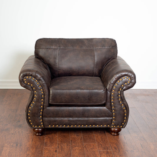 Leinster Faux Leather Upholstered Nailhead Chair in Espresso