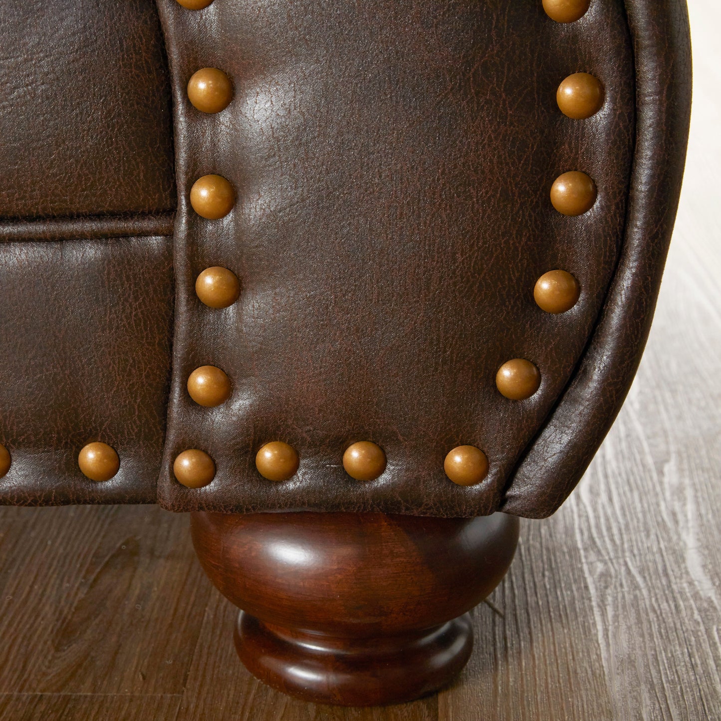 Leinster Faux Leather Upholstered Nailhead Chair in Espresso