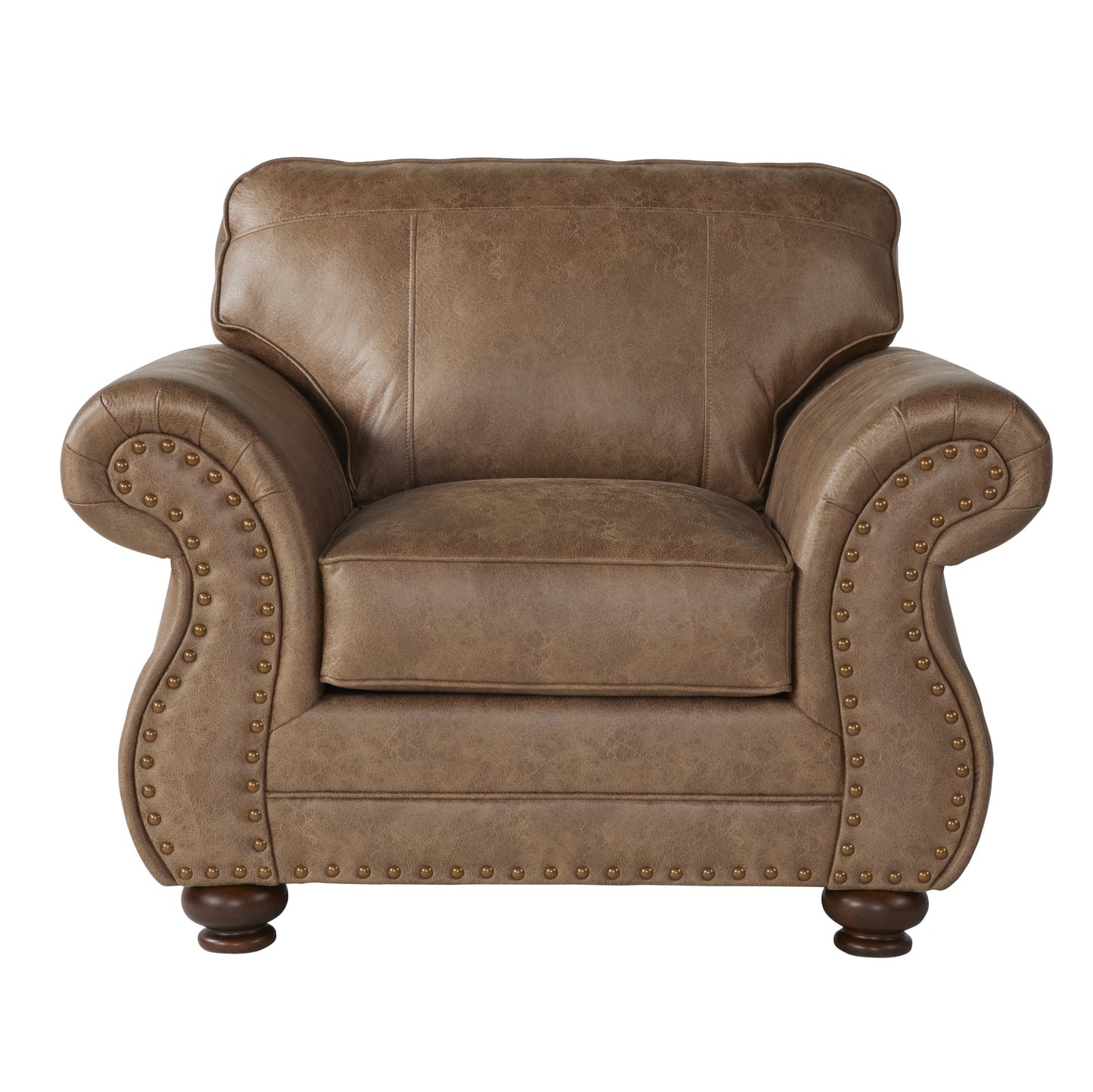 Leinster Faux Leather Arm Chair and Ottoman in Jetson Ginger