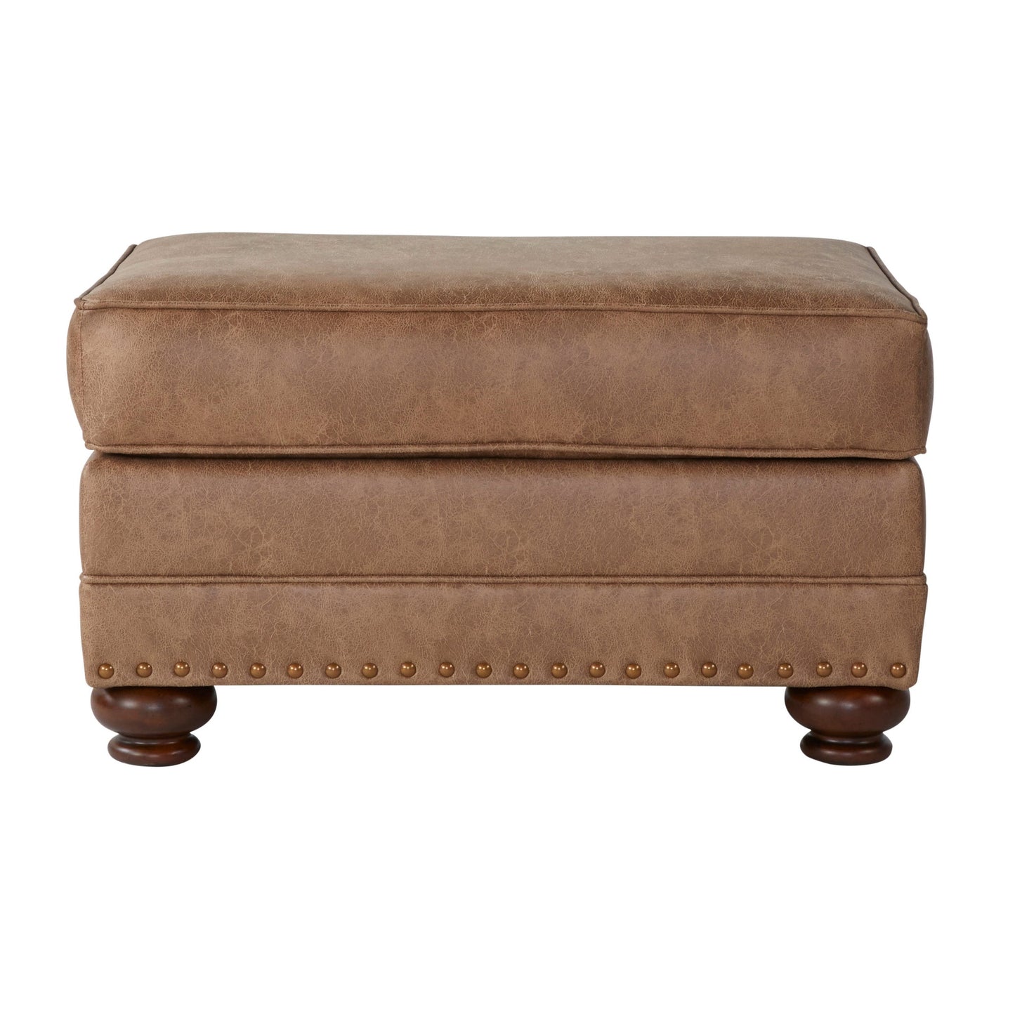 Leinster Faux Leather Arm Chair and Ottoman in Jetson Ginger