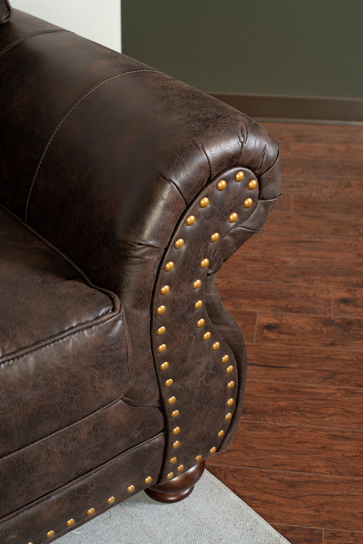 Leinster Faux Leather Upholstered Nailhead Chair in Espresso