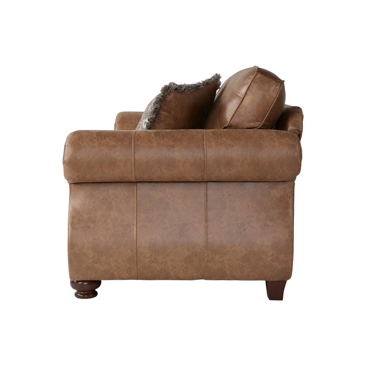 Leinster Faux Leather Loveseat with Antique Bronze Nailheads in Jetson Ginger