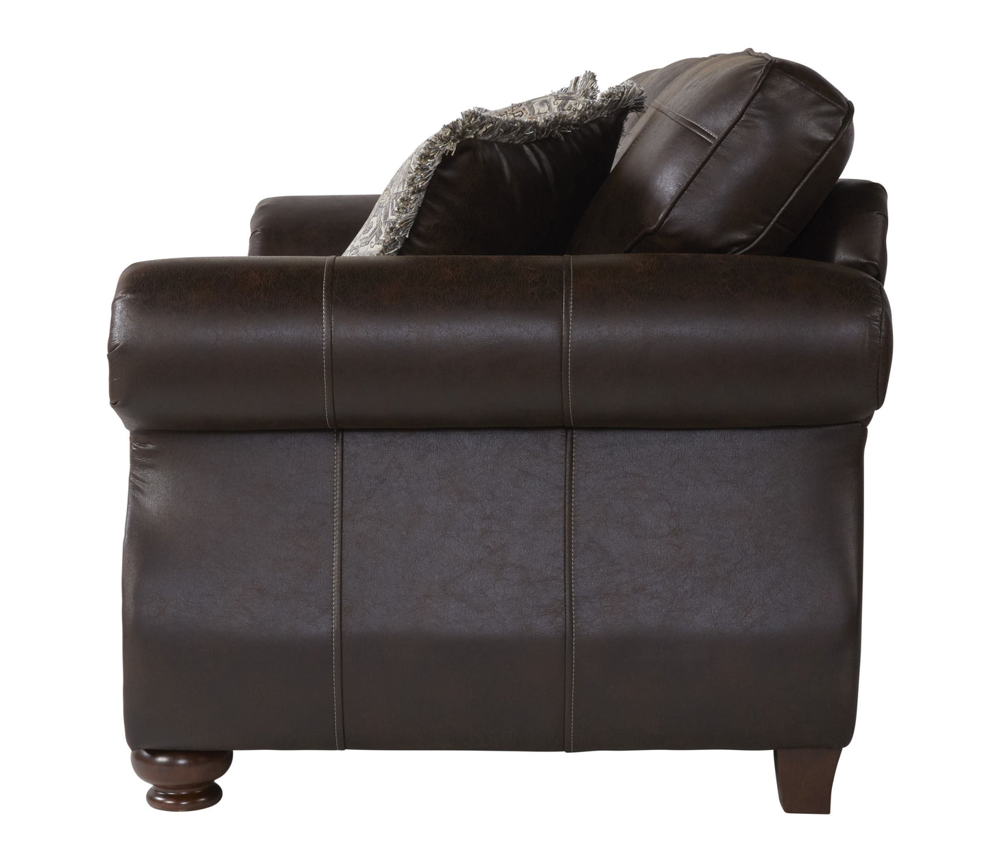 Leinster Faux Leather Upholstered Nailhead Loveseat in Espresso