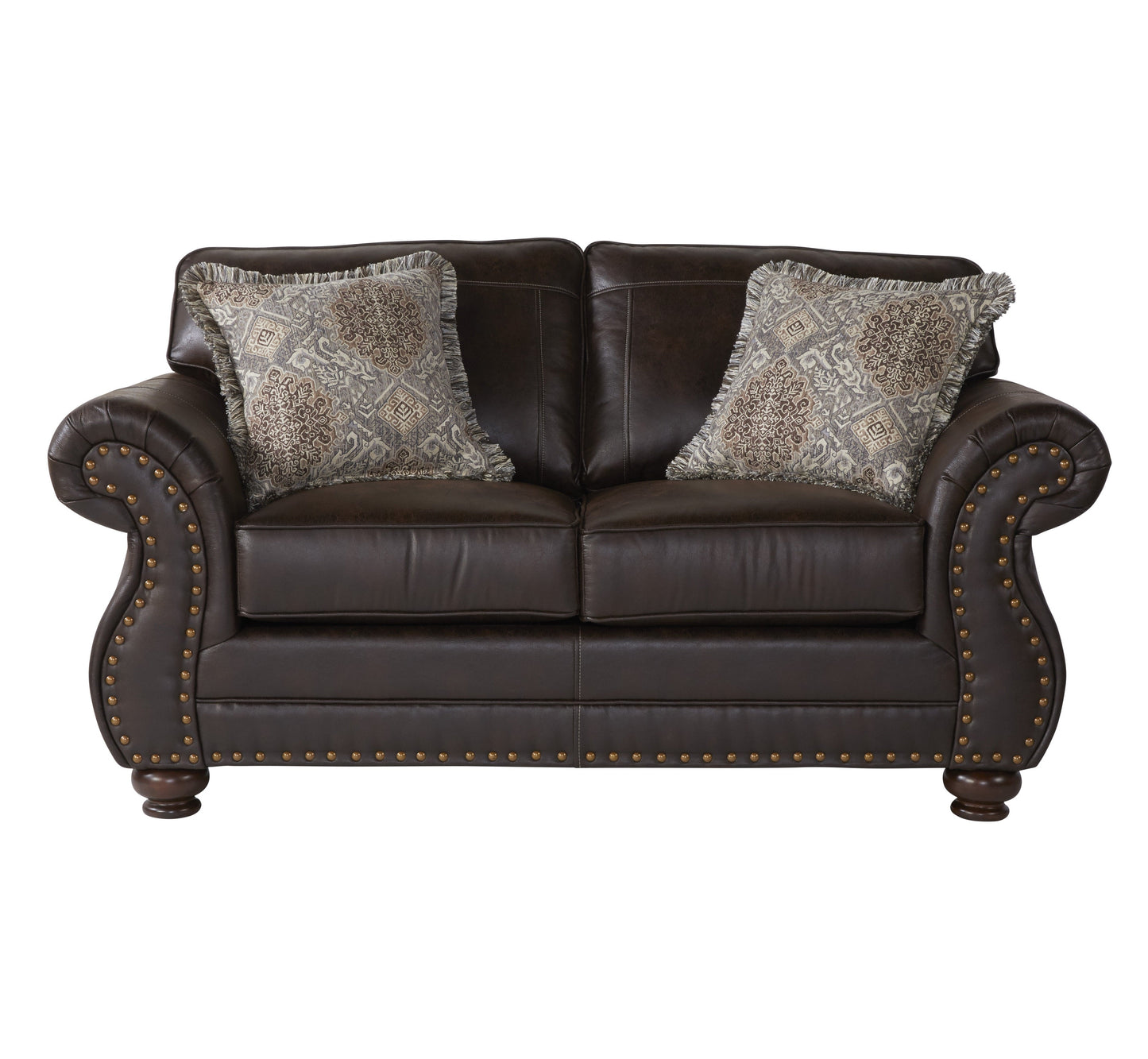 Leinster Faux Leather Upholstered Nailhead Living Room Collection in Espresso