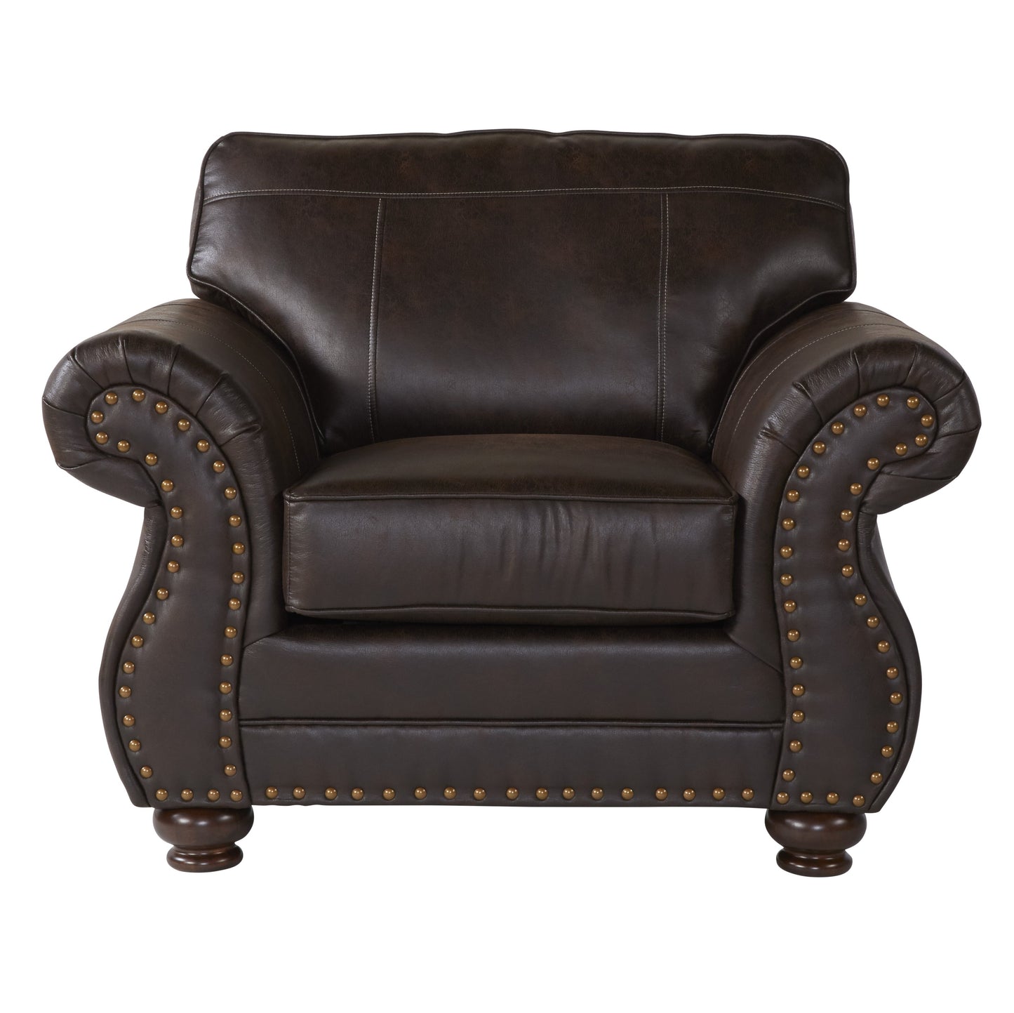 Leinster Faux Leather Upholstered Nailhead Living Room Collection in Espresso