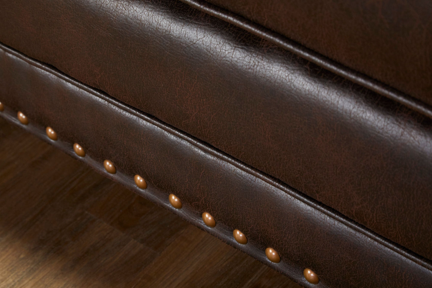 Leinster Faux Leather Upholstered Nailhead Sofa in Espresso