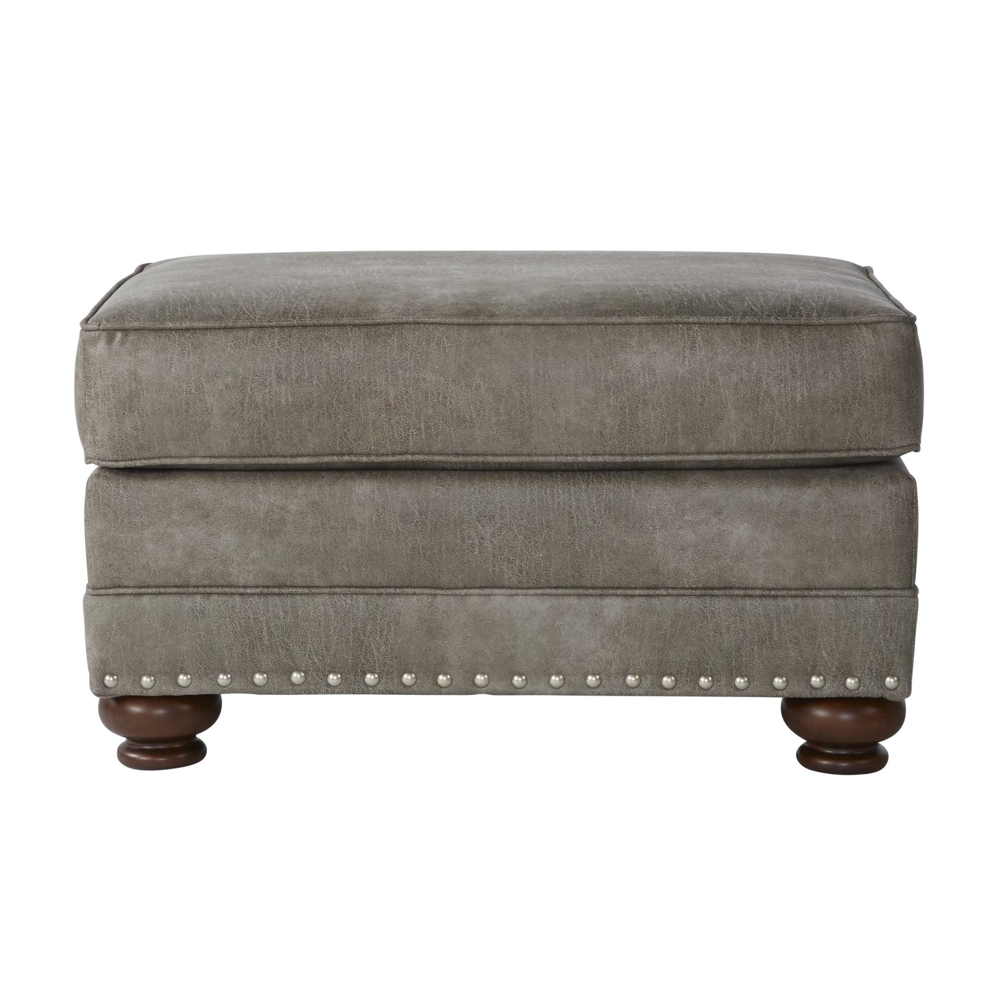 Leinster Faux Leather Upholstered Nailhead Living Room Collection in Stone Gray