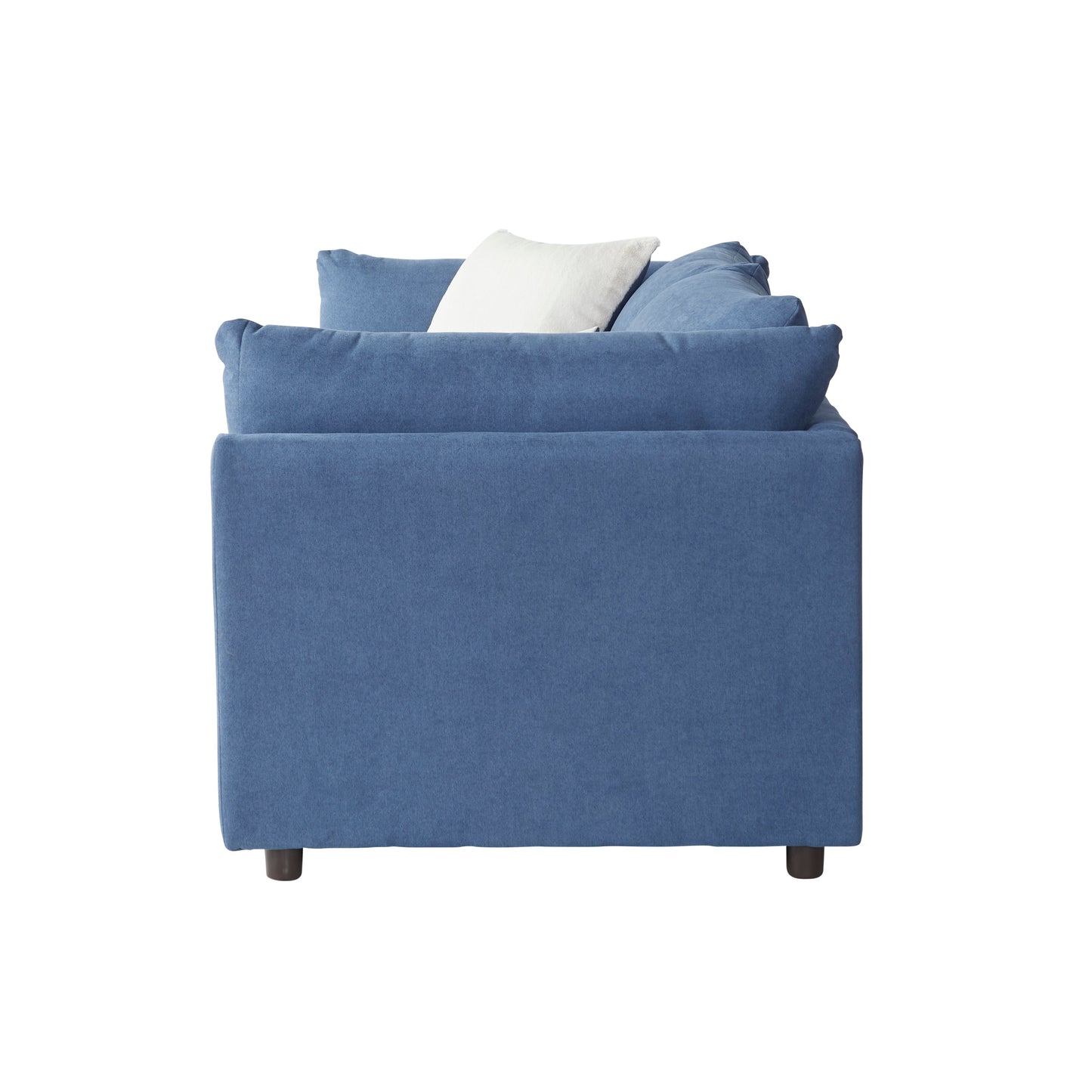 Roundhill Furniture Enda Pillow Back Fabric Sofa and Cuddler Chair Living Room Collection, Image Navy
