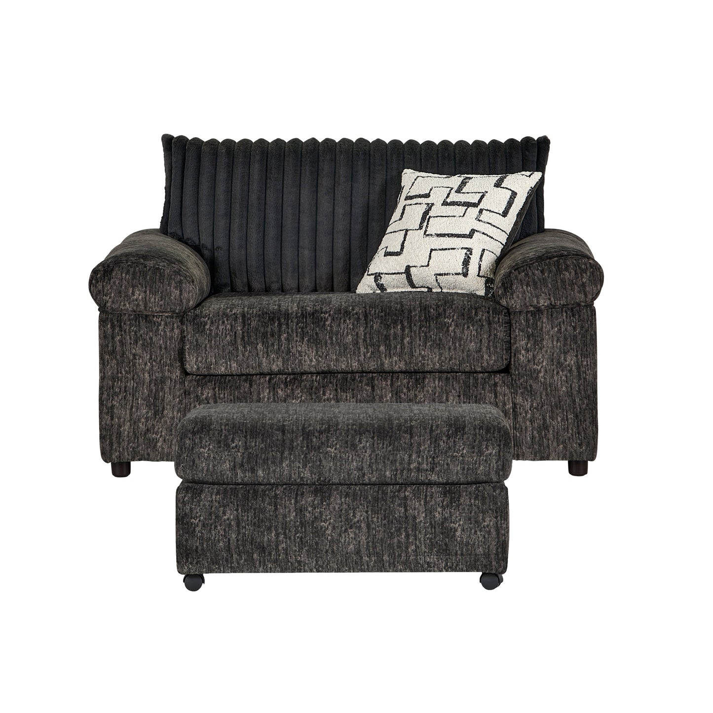 Roundhill Furniture Nason Wide Wale Corduroy Cuddle Chair and Ottoman Set