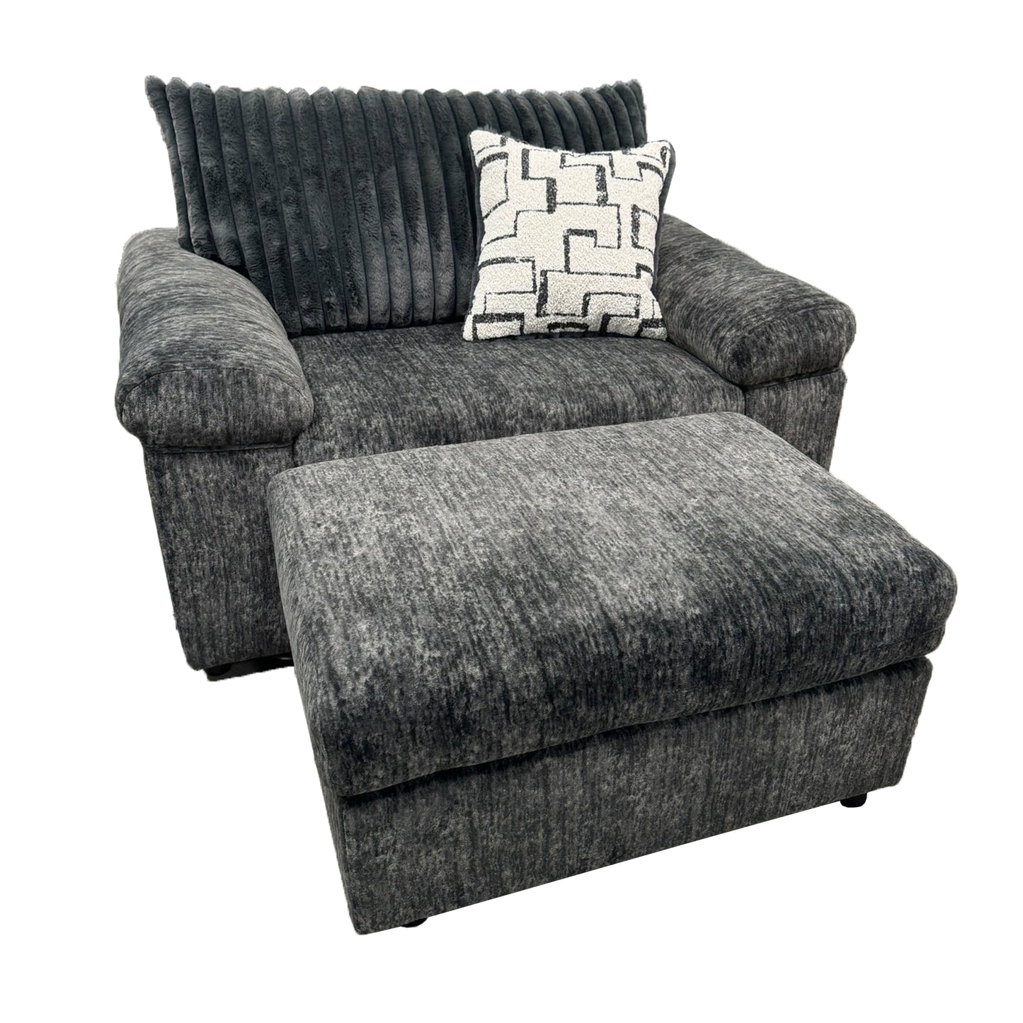 Roundhill Furniture Nason Wide Wale Corduroy Cuddle Chair and Ottoman Set