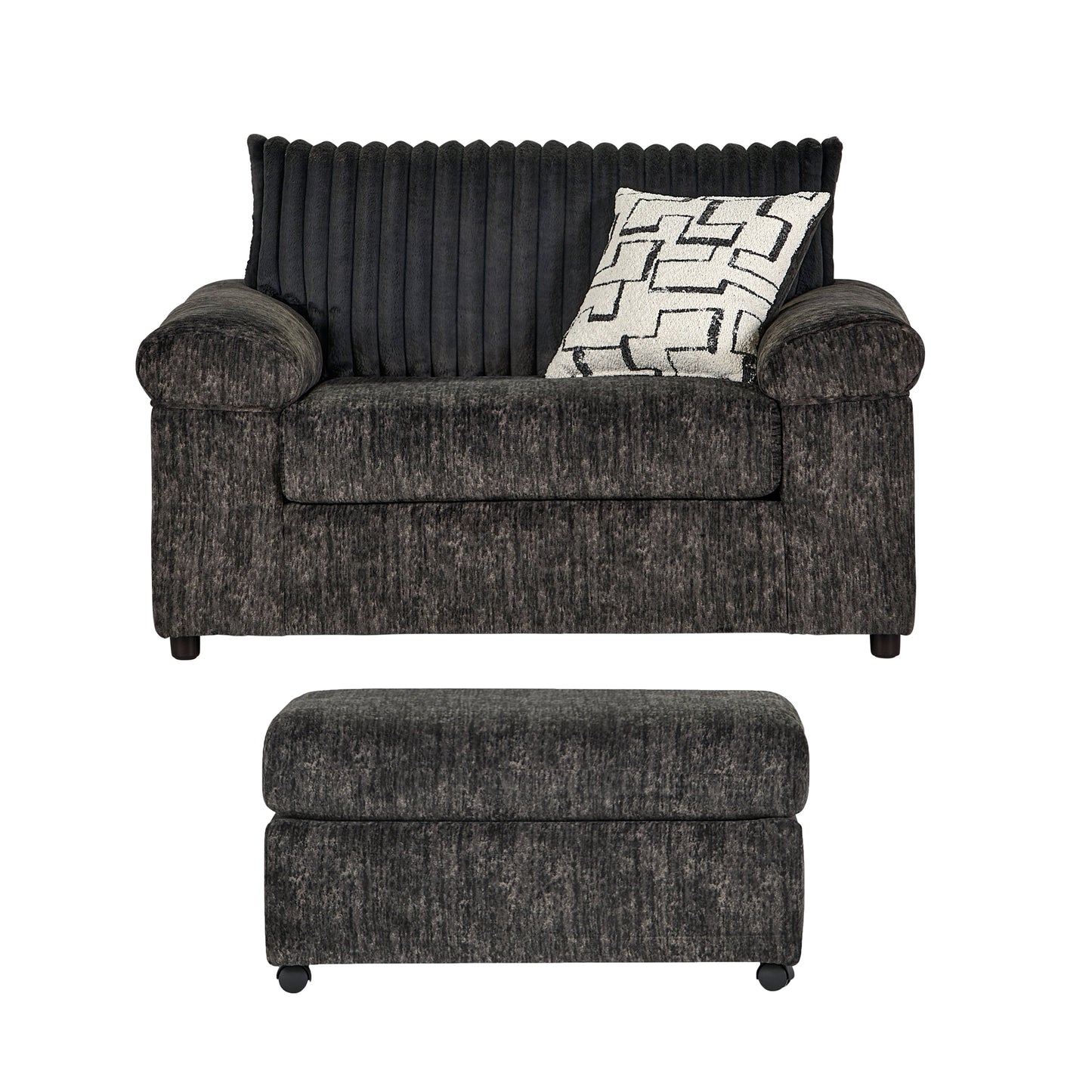 Roundhill Furniture Nason Wide Wale Corduroy Cuddle Chair and Ottoman Set