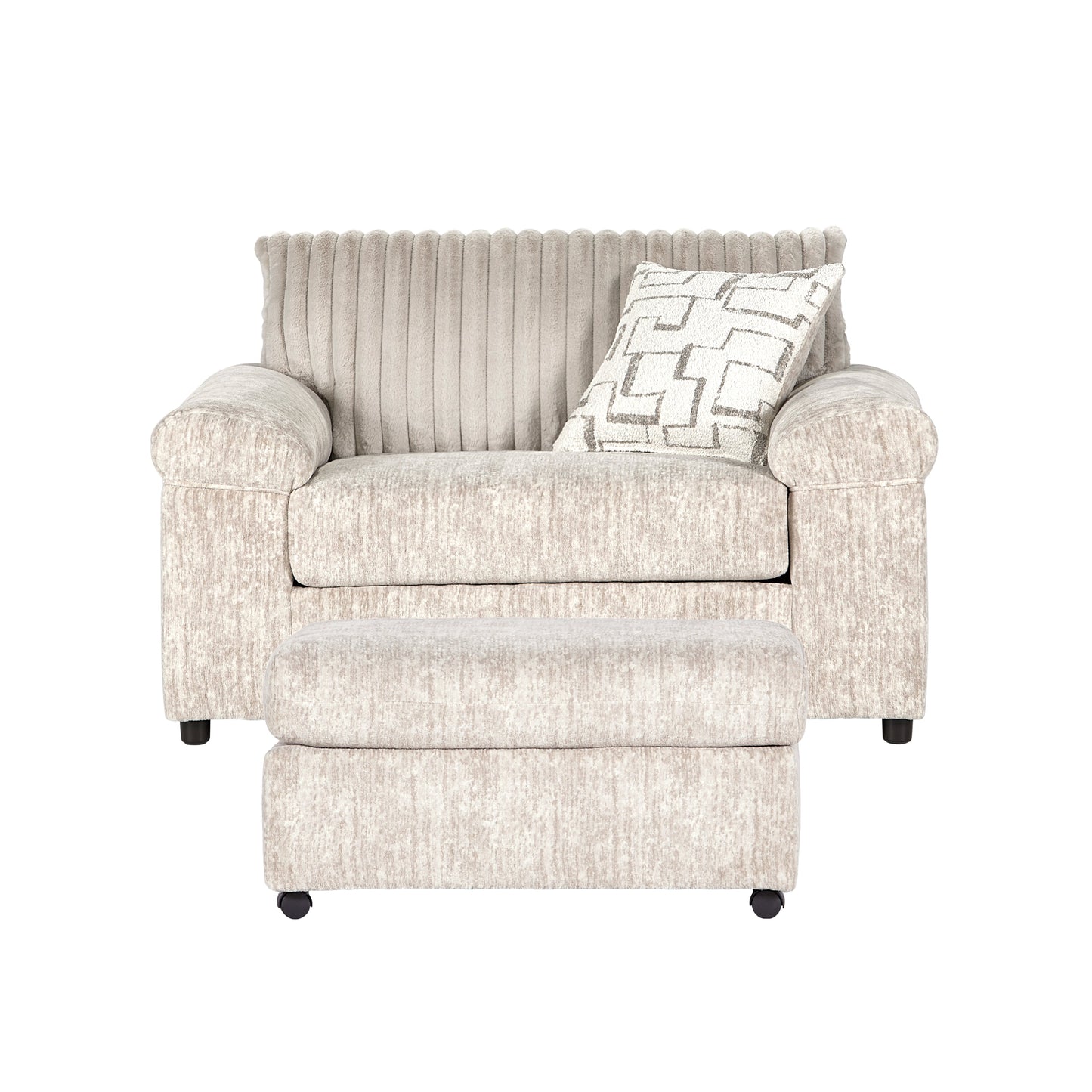 Roundhill Furniture Nason Wide Wale Corduroy Cuddle Chair and Ottoman Set