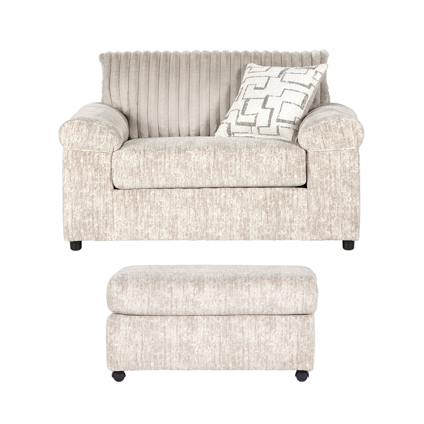 Roundhill Furniture Nason Wide Wale Corduroy Cuddle Chair and Ottoman Set