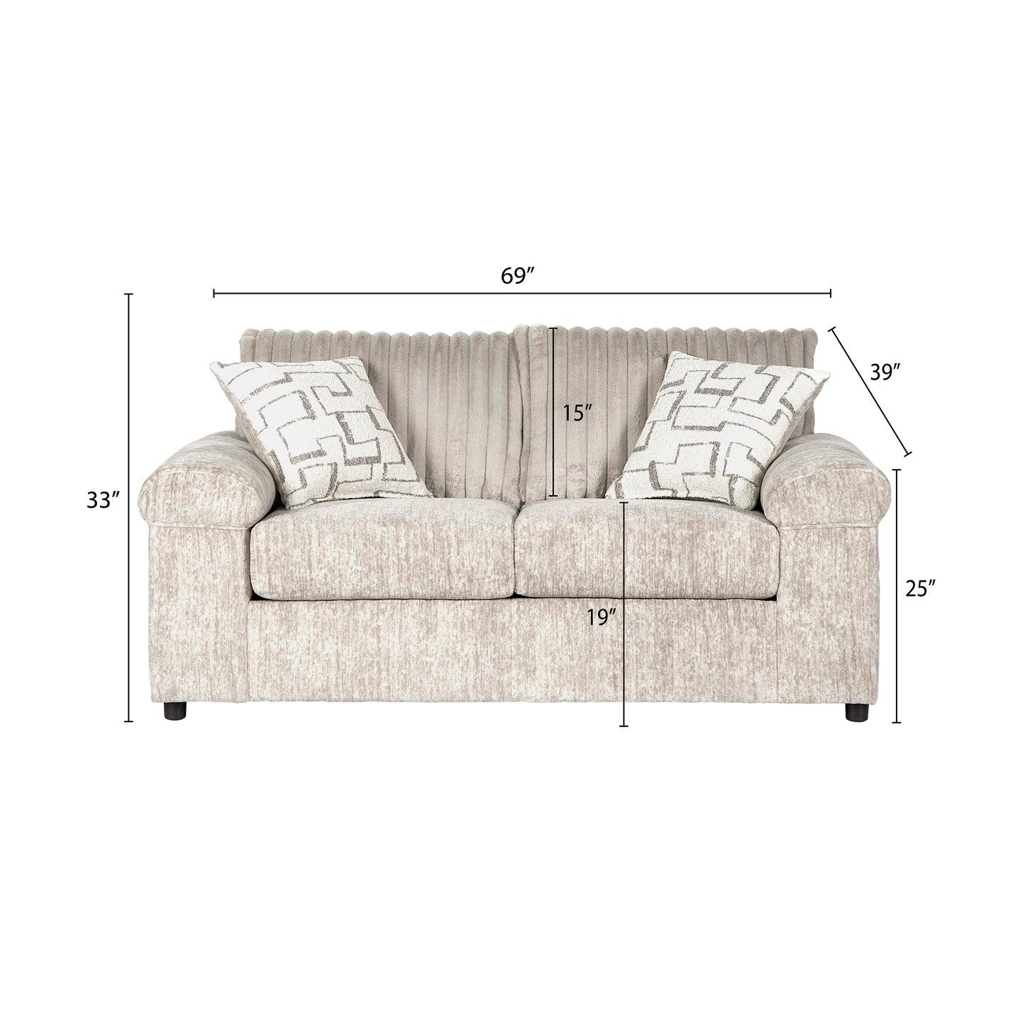 Roundhill Furniture Nason Wide Wale Corduroy Loveseat