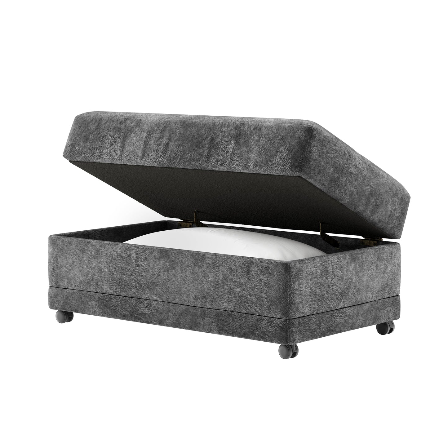 Bonarse Fabric Storage Ottoman with Casters in Wonderland Slate