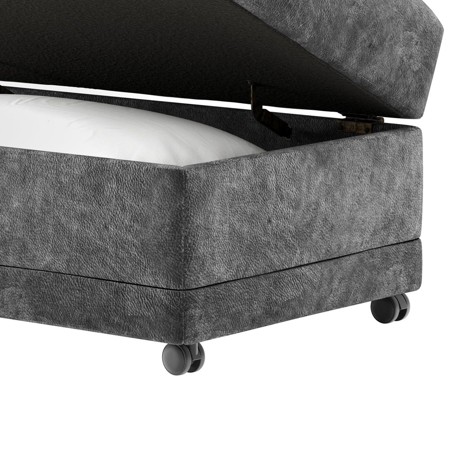Bonarse Fabric Storage Ottoman with Casters in Wonderland Slate