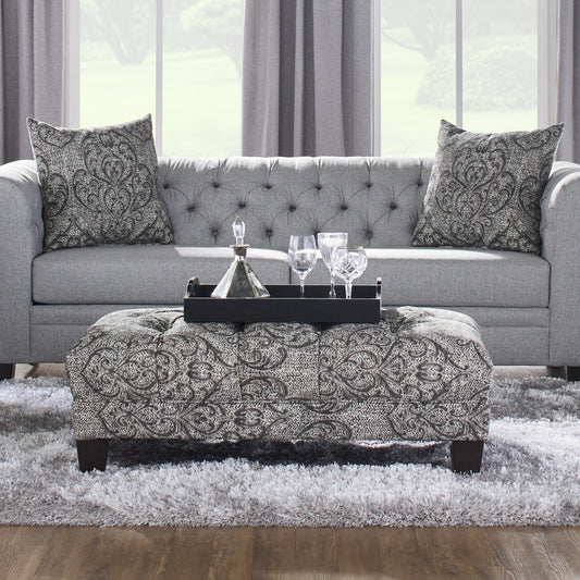 Roundhill Furniture Berliton Fabric Tufted Oversized Ottoman in Cartagena Coal