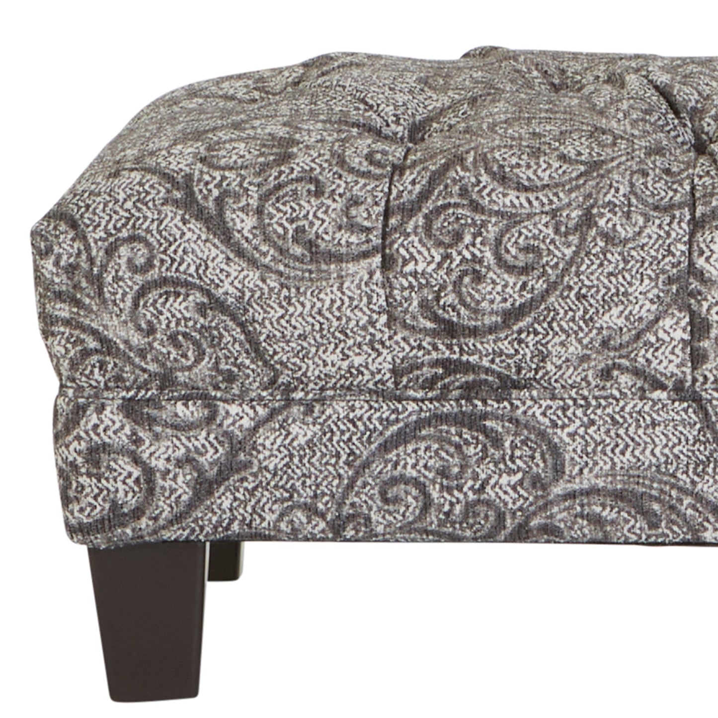 Roundhill Furniture Berliton Fabric Tufted Oversized Ottoman in Cartagena Coal