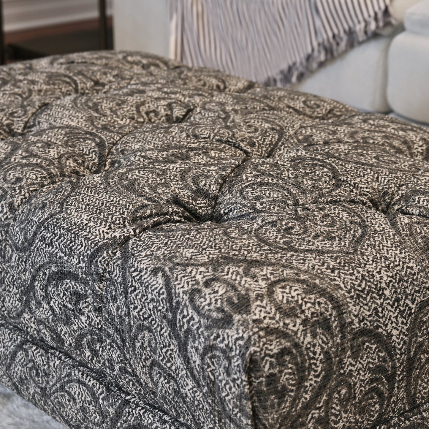 Roundhill Furniture Berliton Fabric Tufted Oversized Ottoman in Cartagena Coal