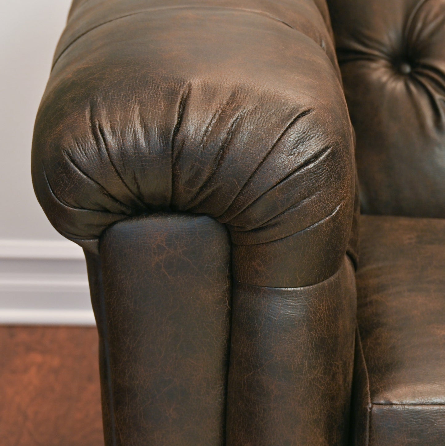Horton Faux Leather Chesterfield Living Room Collection, Brownie