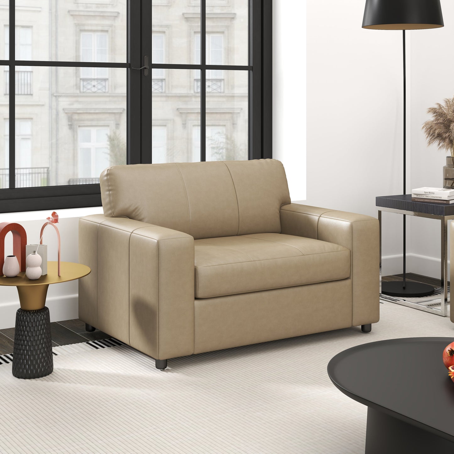 Roundhill Furniture Sakan Leather Upholstered Living Room Collection