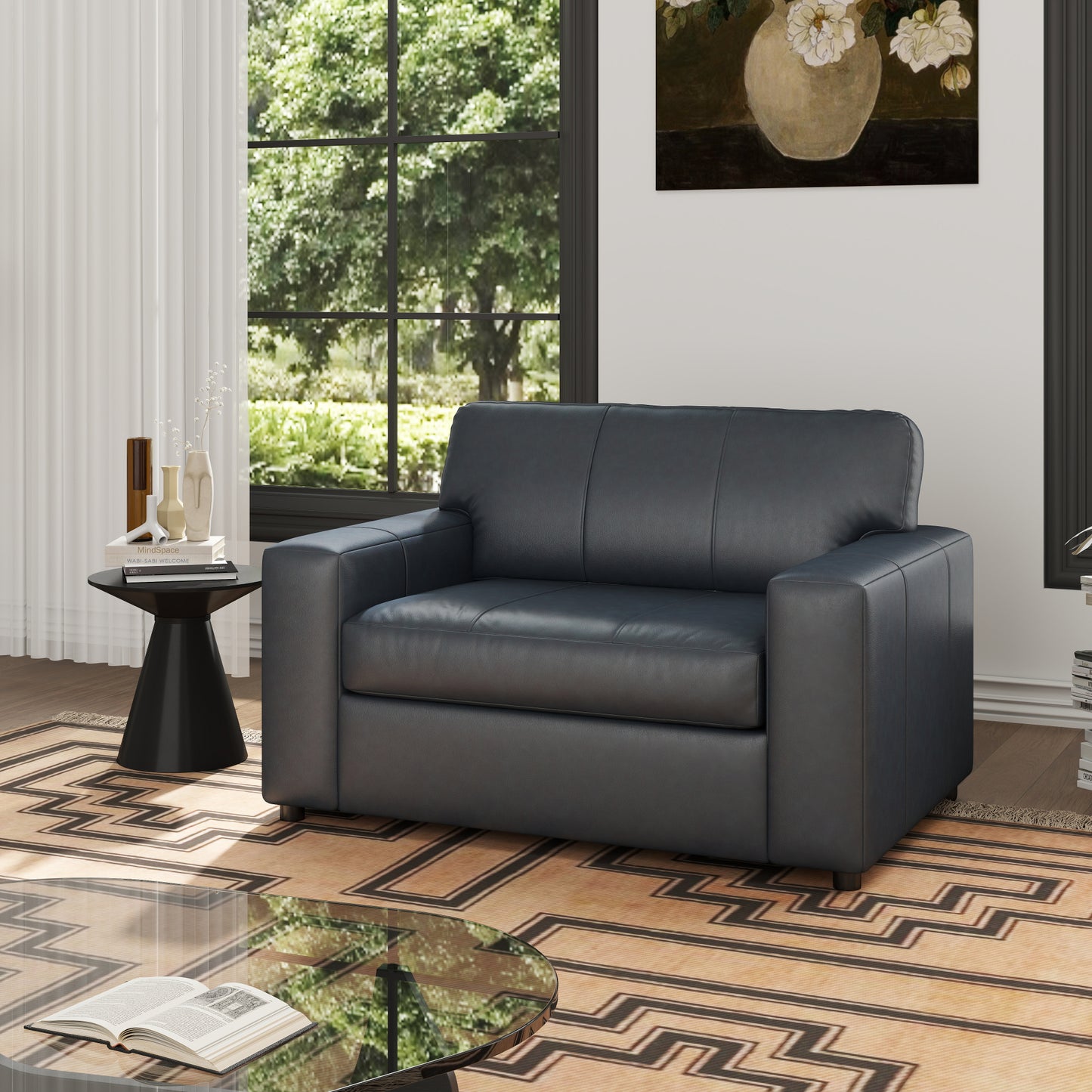 Roundhill Furniture Sakan Leather Upholstered Cutler Lounge Chair