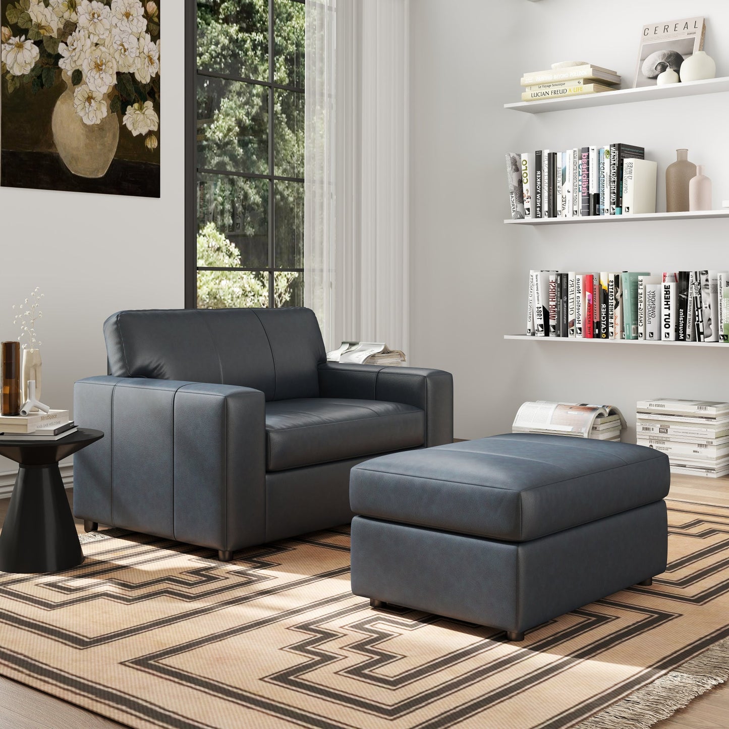 Roundhill Furniture Sakan Leather Upholstered Living Room Collection