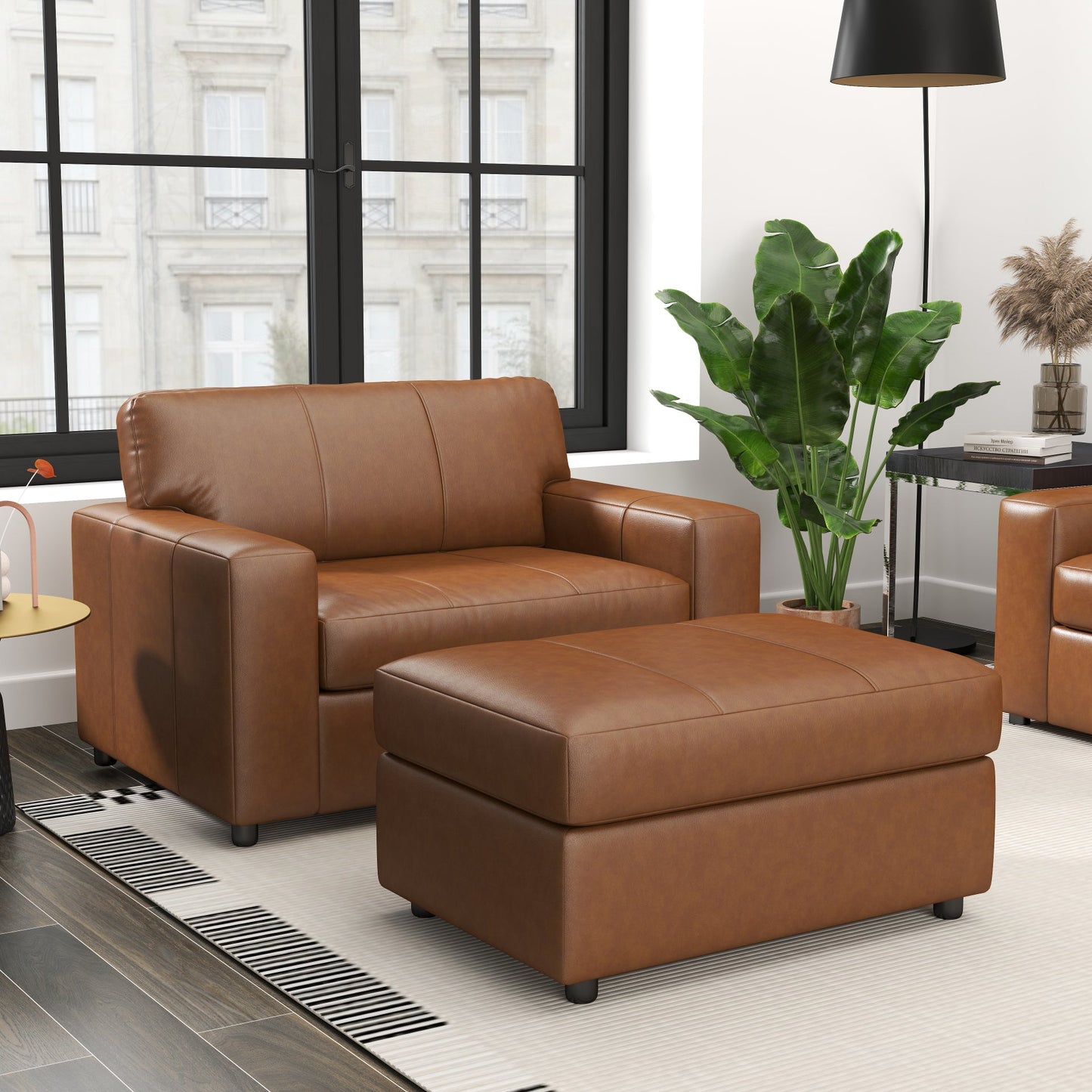 Roundhill Furniture Sakan Leather Upholstered Living Room Collection
