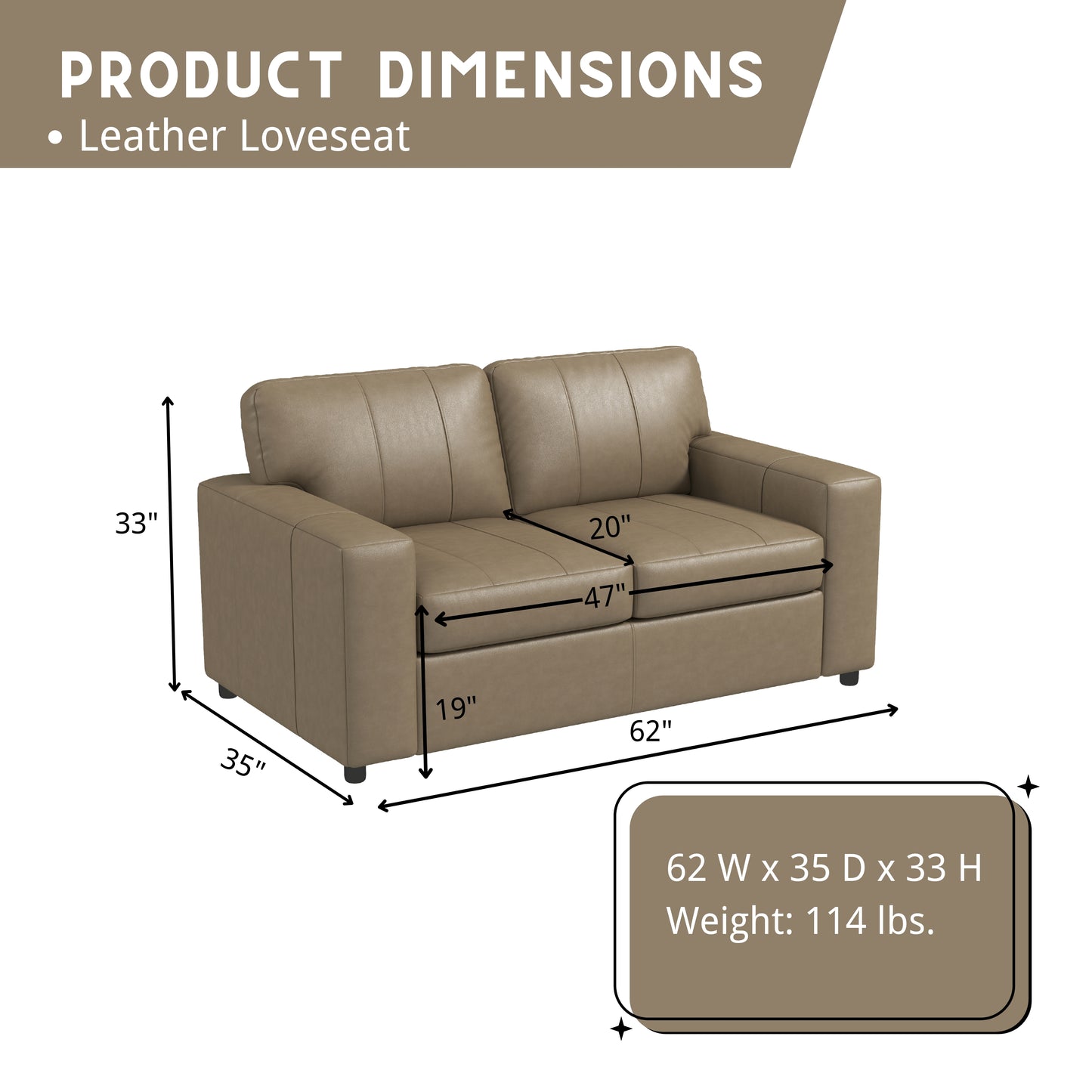 Roundhill Furniture Sakan Leather Upholstered Loveseat