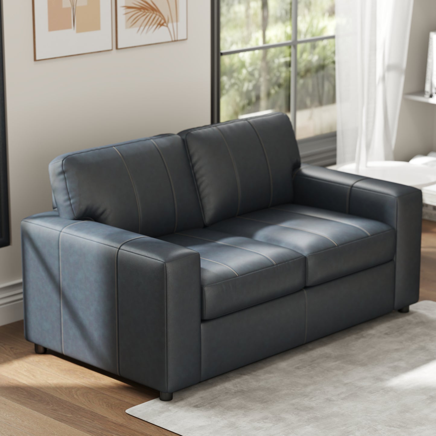 Roundhill Furniture Sakan Leather Upholstered Loveseat