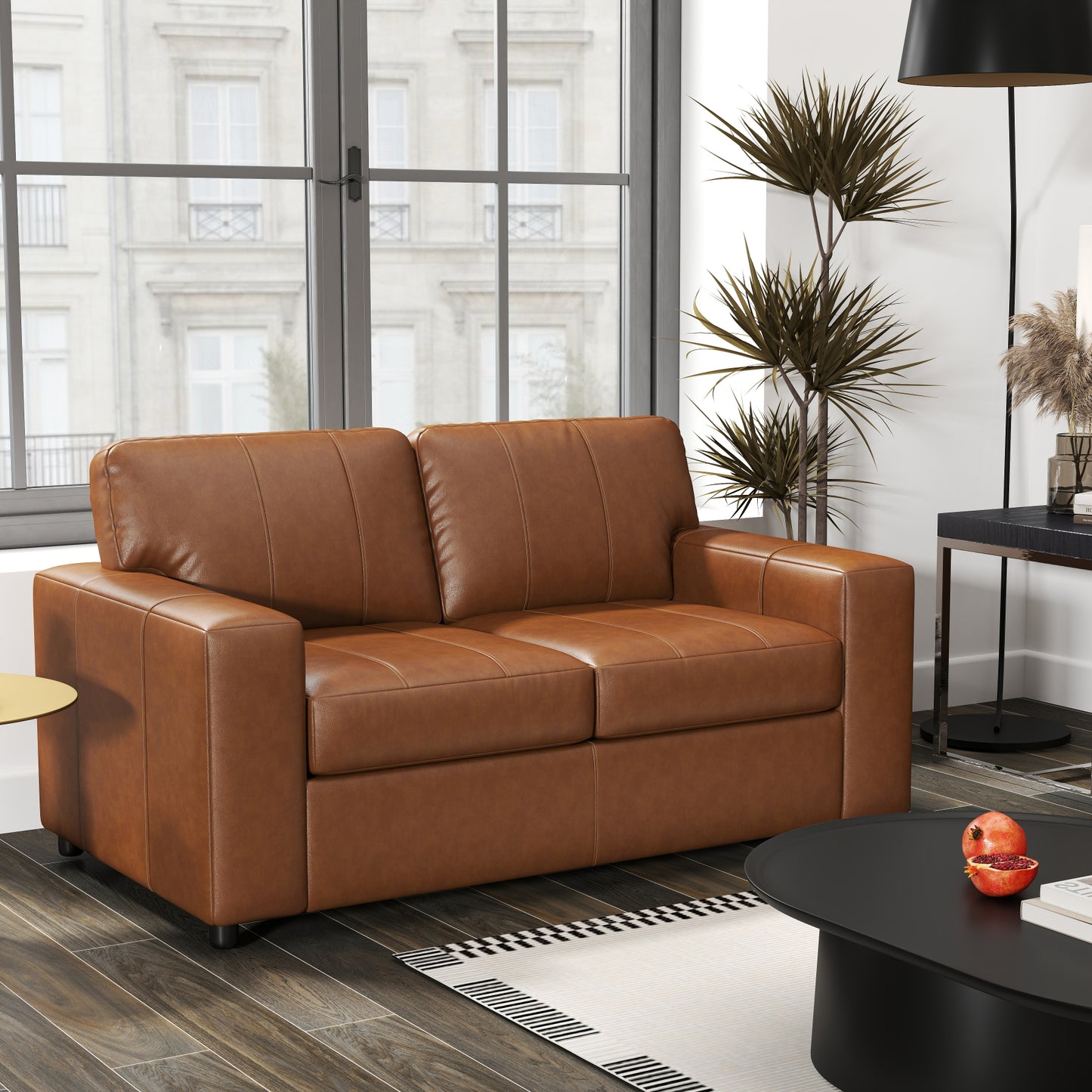 Roundhill Furniture Sakan Leather Upholstered Loveseat