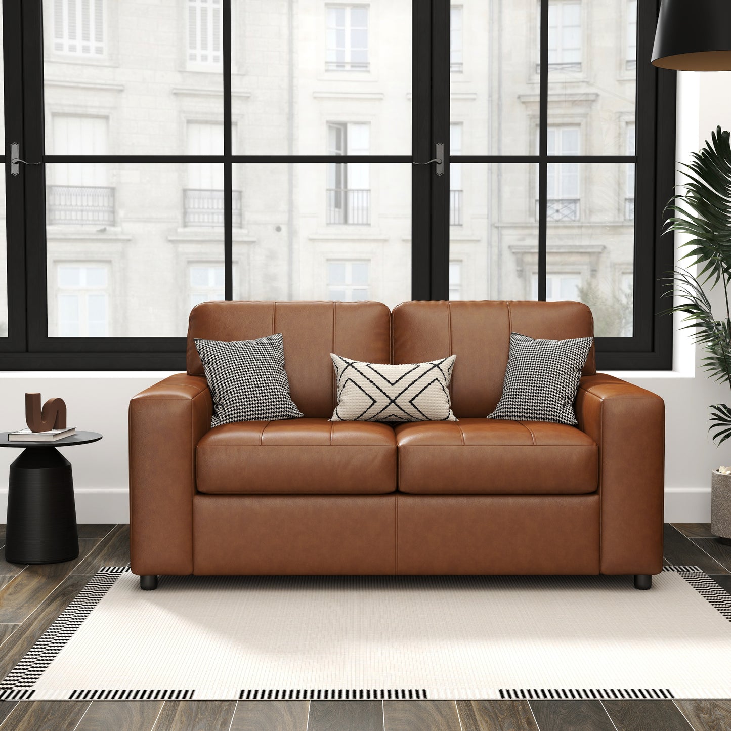 Roundhill Furniture Sakan Leather Upholstered Loveseat