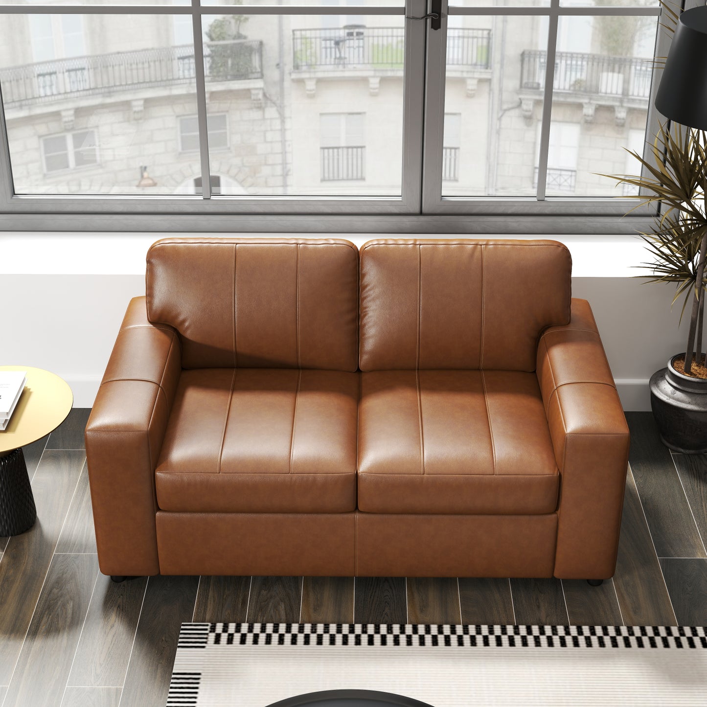 Roundhill Furniture Sakan Leather Upholstered Loveseat