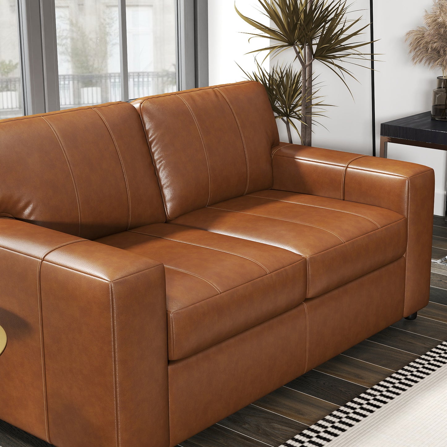 Roundhill Furniture Sakan Leather Upholstered Loveseat