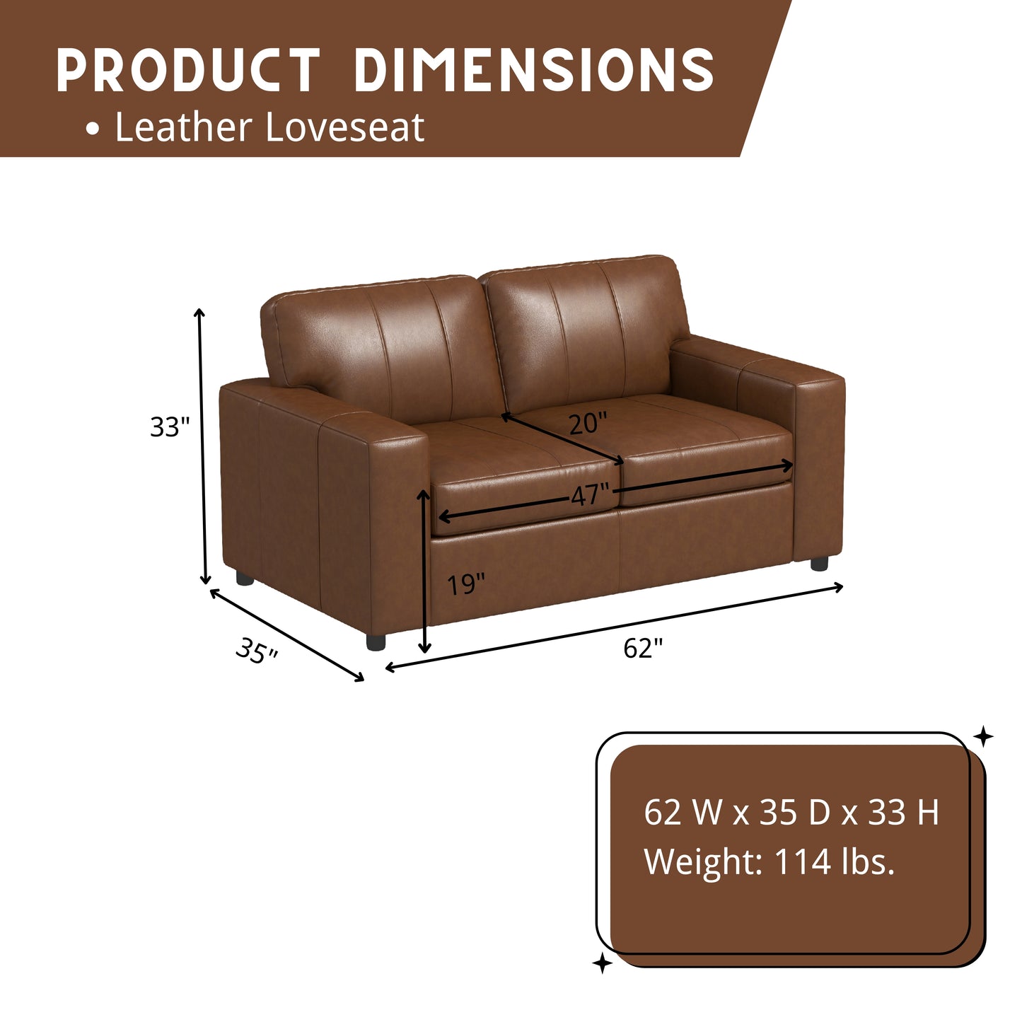 Roundhill Furniture Sakan Leather Upholstered Loveseat