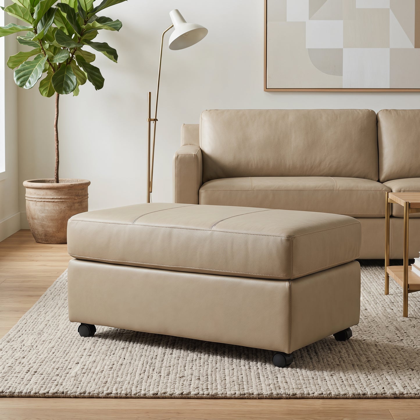 Roundhill Furniture Sakan Leather Upholstered Ottoman