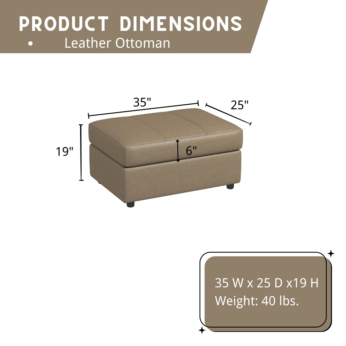 Roundhill Furniture Sakan Leather Upholstered Ottoman