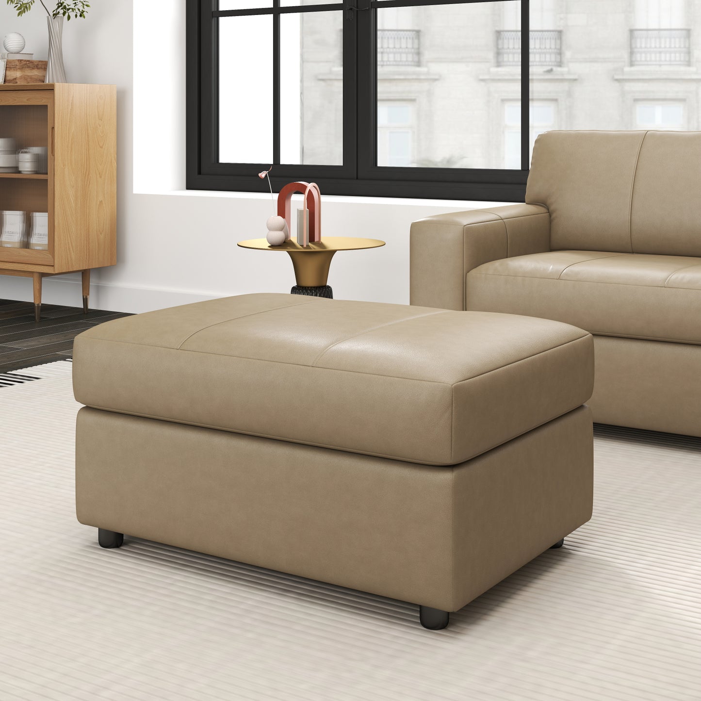 Roundhill Furniture Sakan Leather Upholstered Ottoman