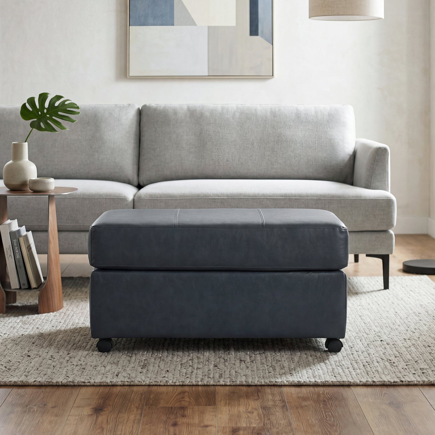 Roundhill Furniture Sakan Leather Upholstered Ottoman