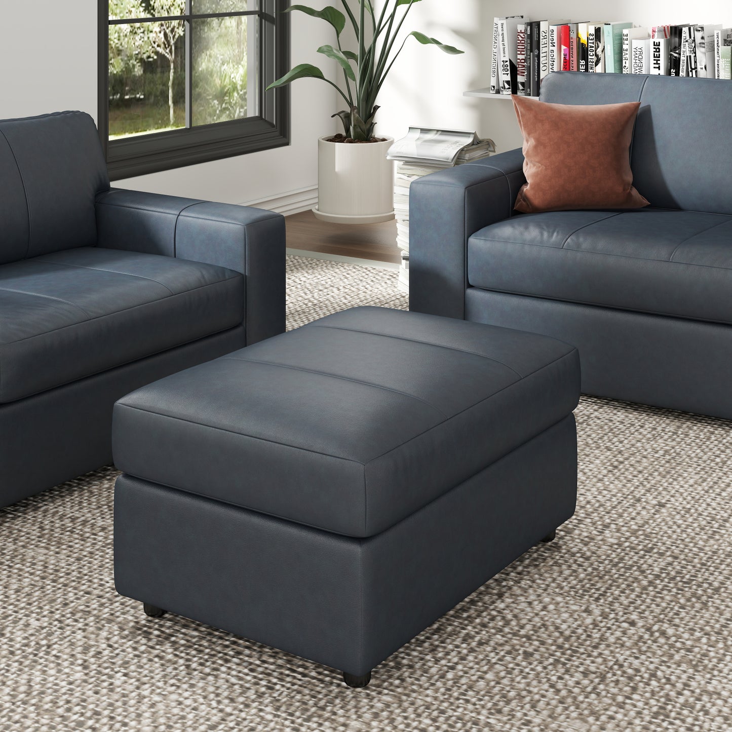 Roundhill Furniture Sakan Leather Upholstered Ottoman