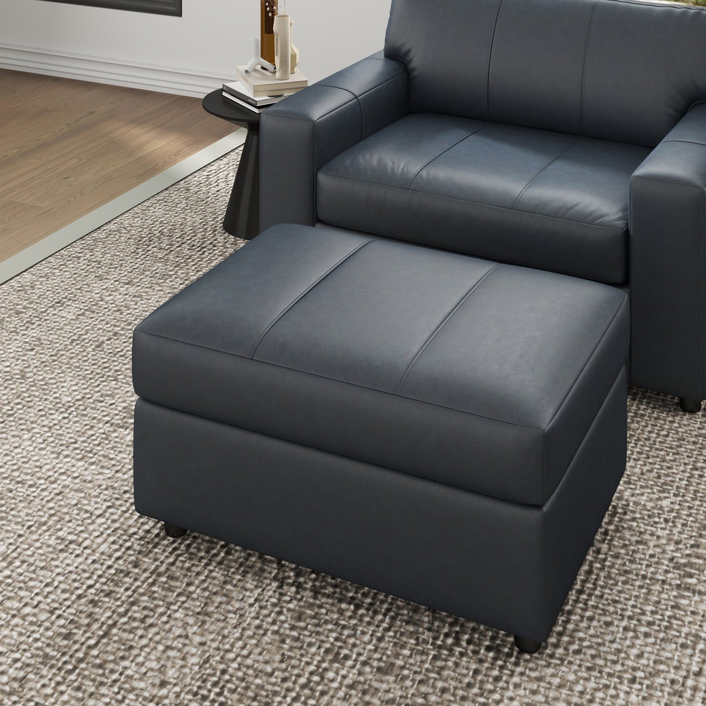 Roundhill Furniture Sakan Leather Upholstered Ottoman