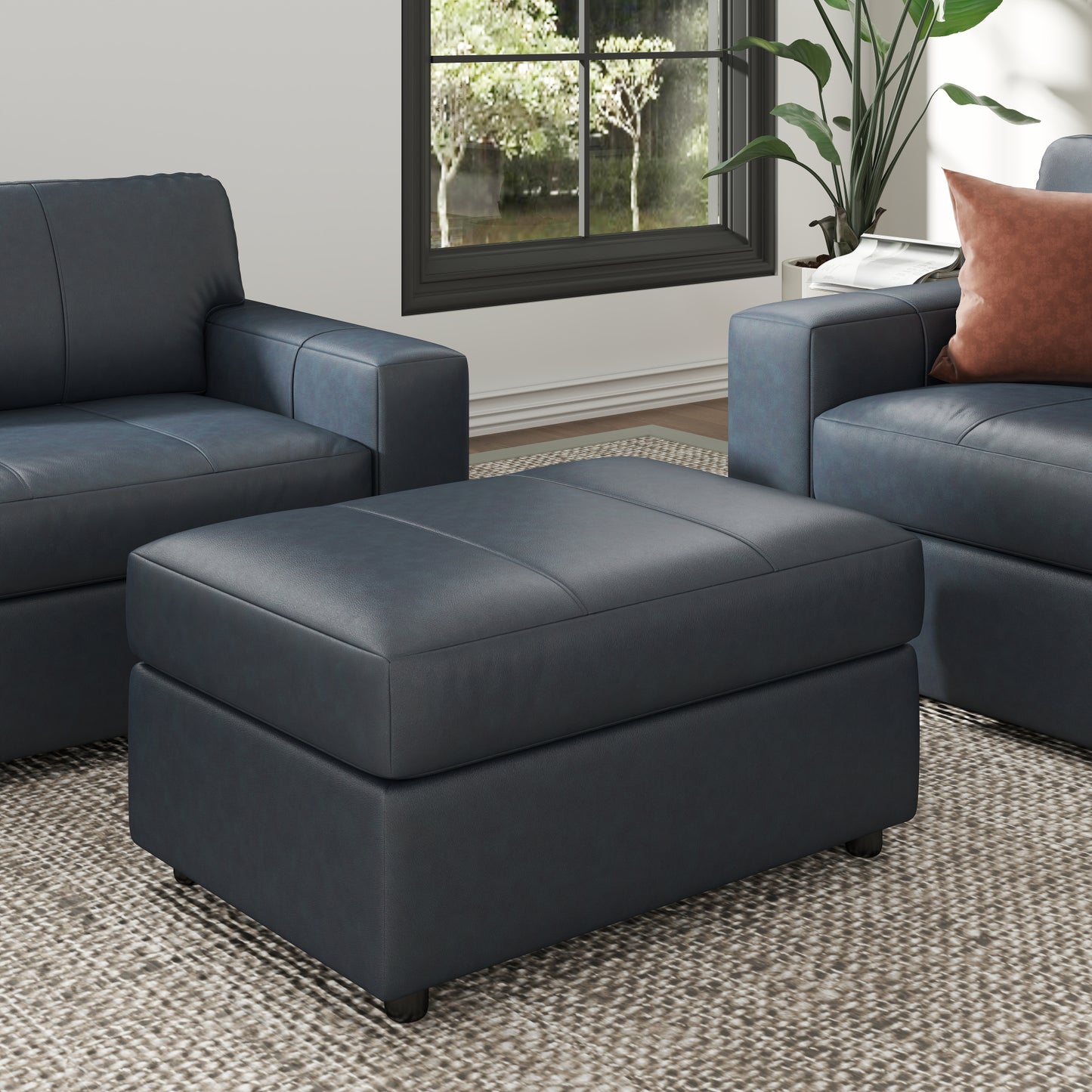 Roundhill Furniture Sakan Leather Upholstered Ottoman