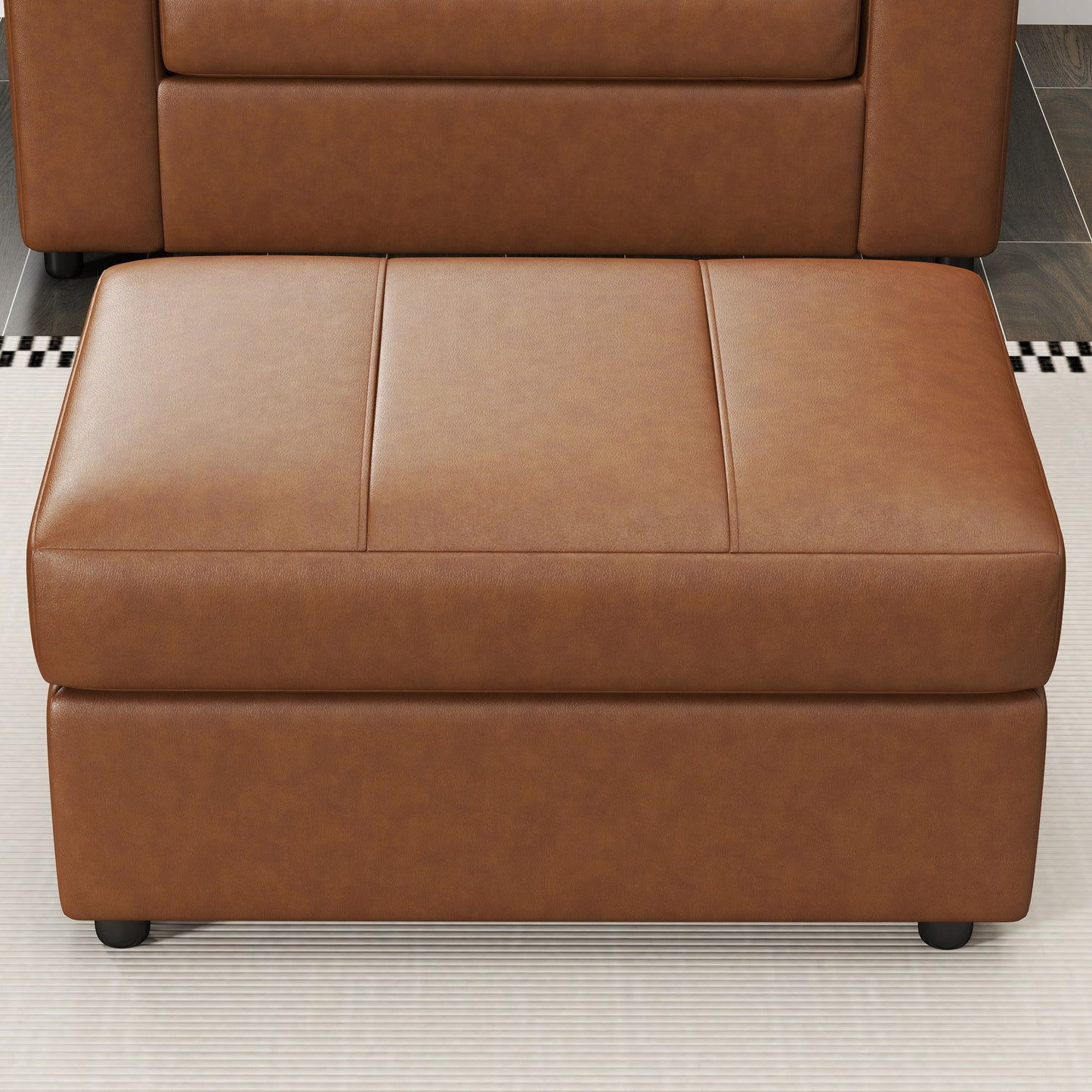 Roundhill Furniture Sakan Leather Upholstered Ottoman