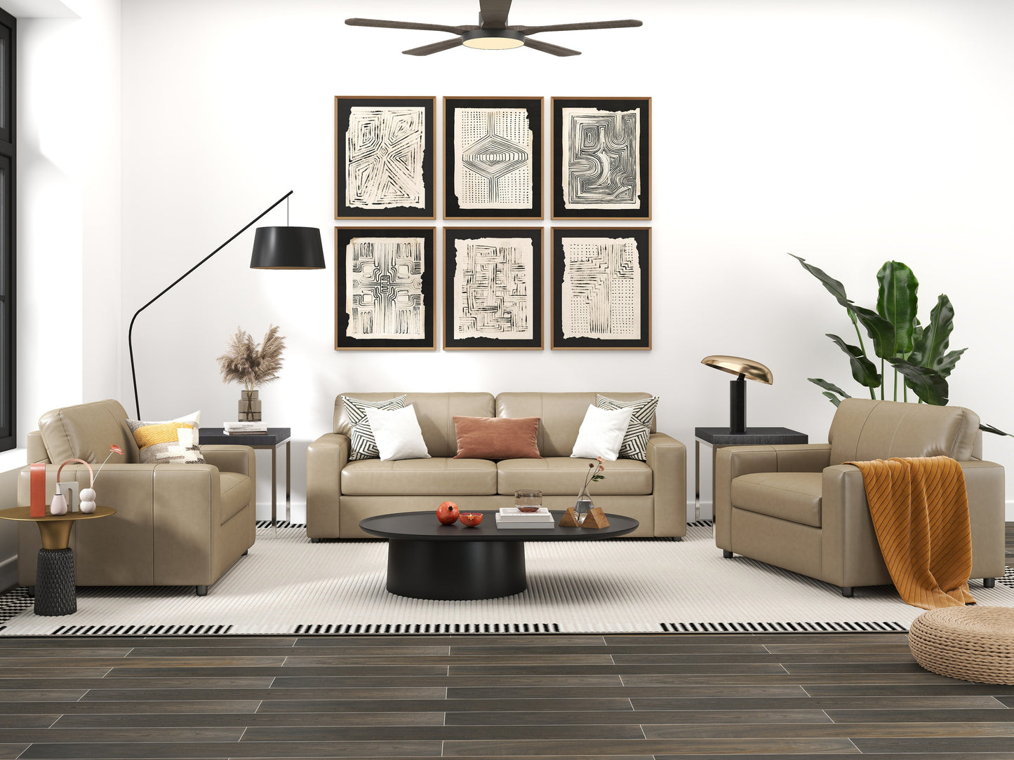 Roundhill Furniture Sakan Leather Upholstered Living Room Collection