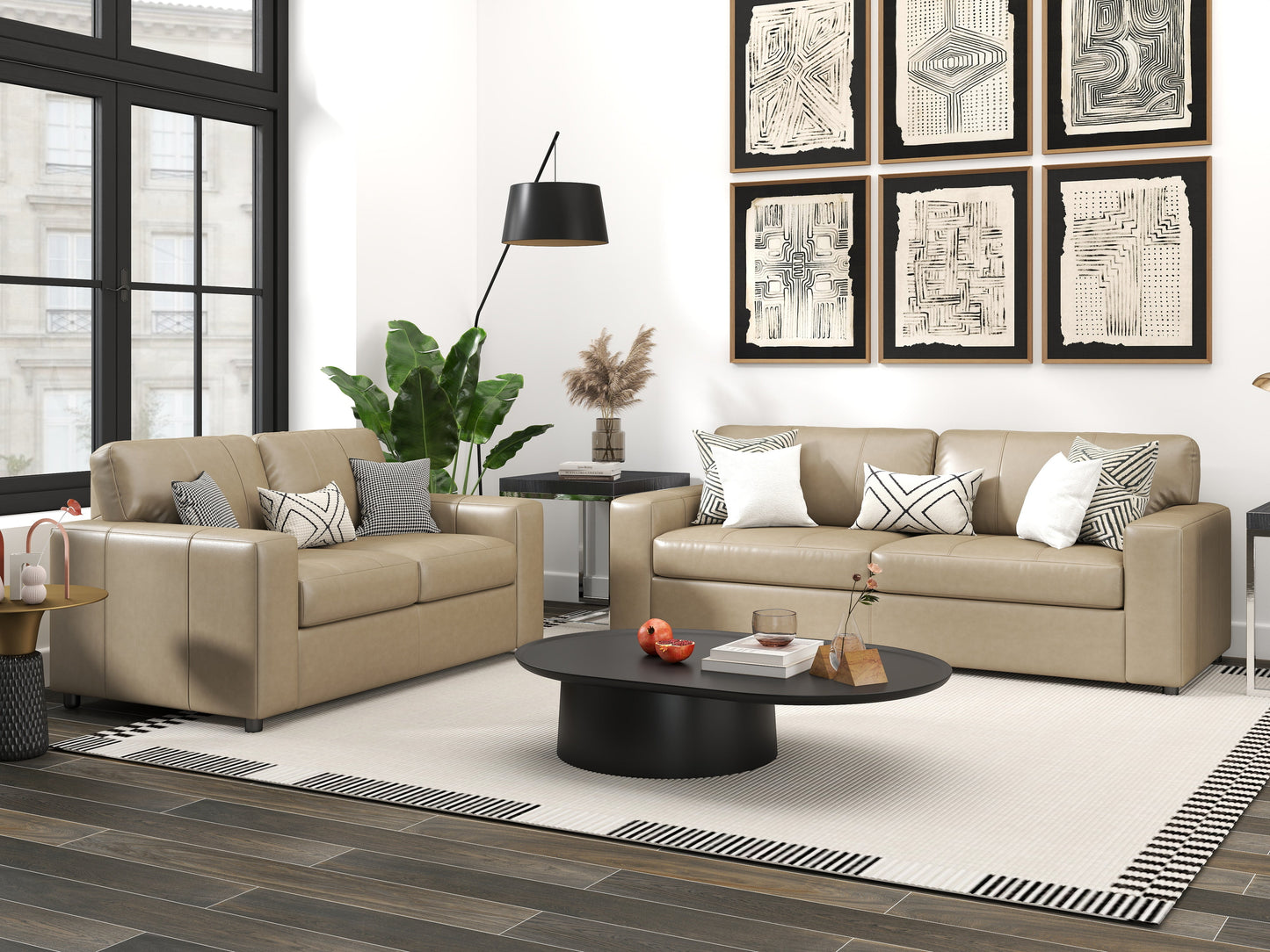 Roundhill Furniture Sakan Leather Upholstered Living Room Collection