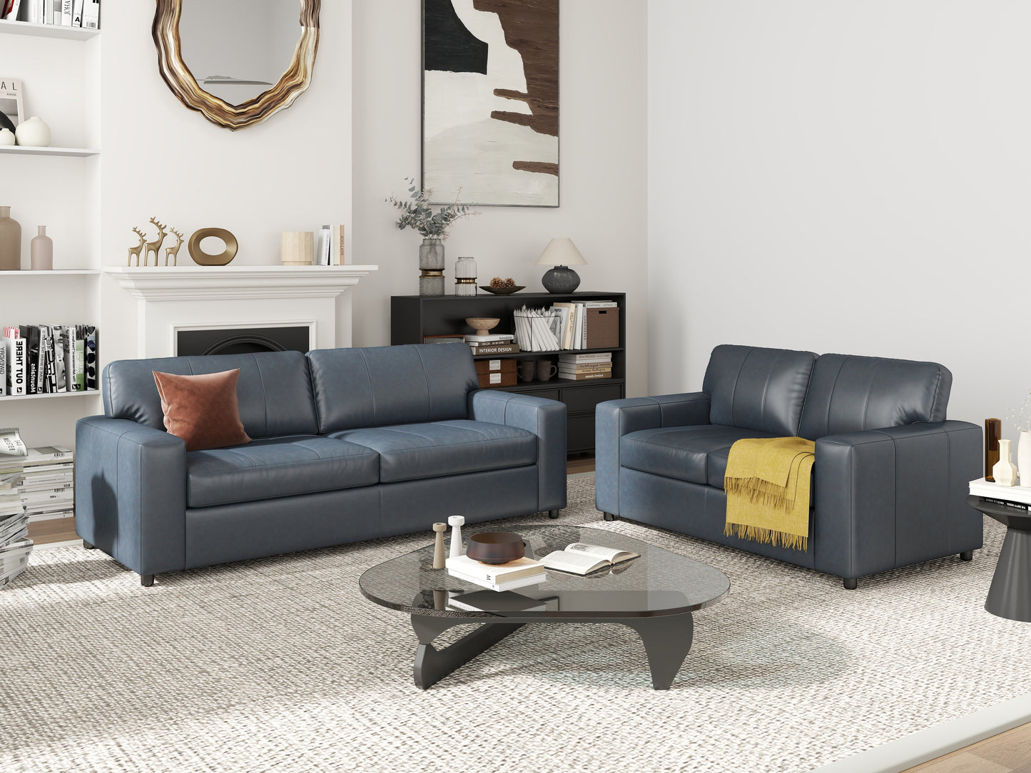 Roundhill Furniture Sakan Leather Upholstered Living Room Collection