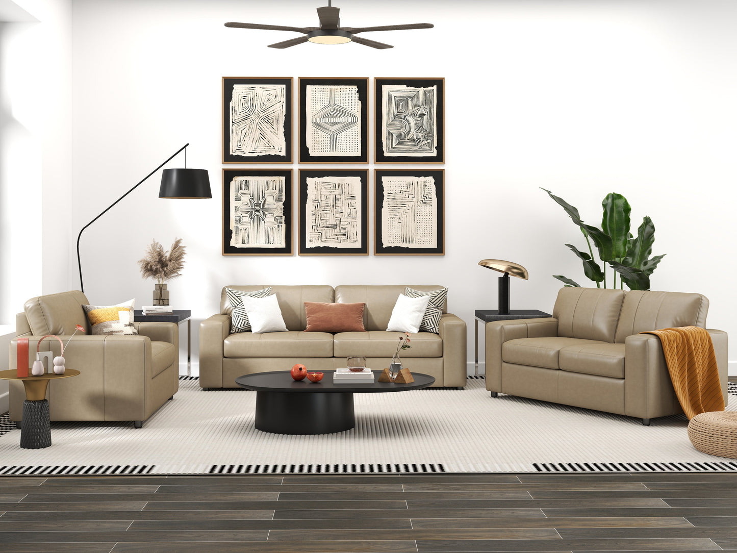 Roundhill Furniture Sakan Leather Upholstered Living Room Collection