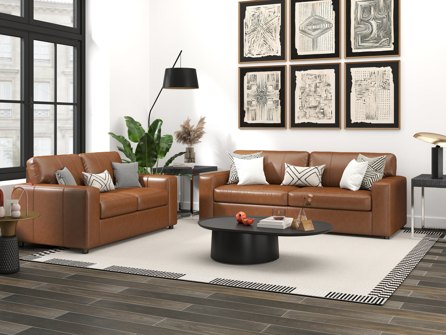 Roundhill Furniture Sakan Leather Upholstered Living Room Collection